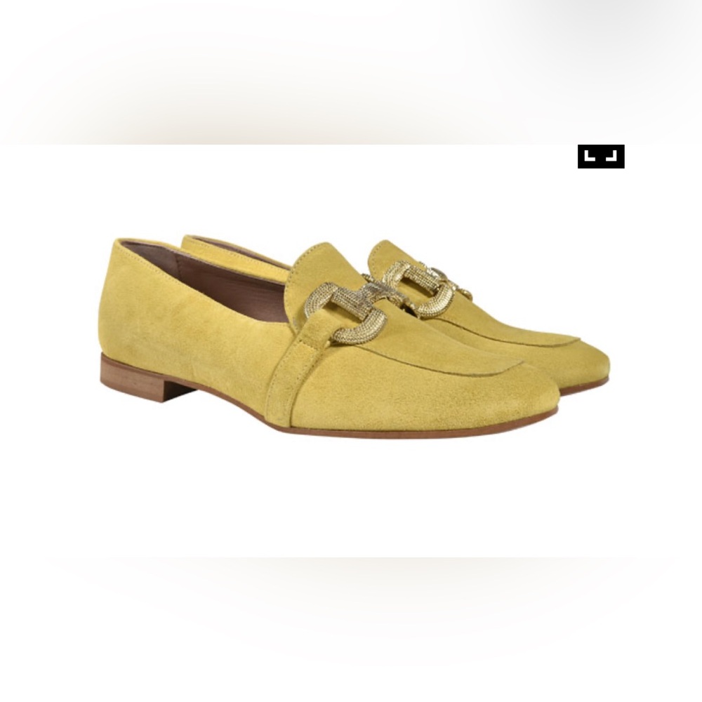 NWT Nila & Nila Italian Suede Penny Loafers Lime Yellow Size 8 Shoes
